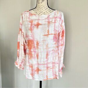 Hutch Anthropologie Pink and Orange Tie Dye Top